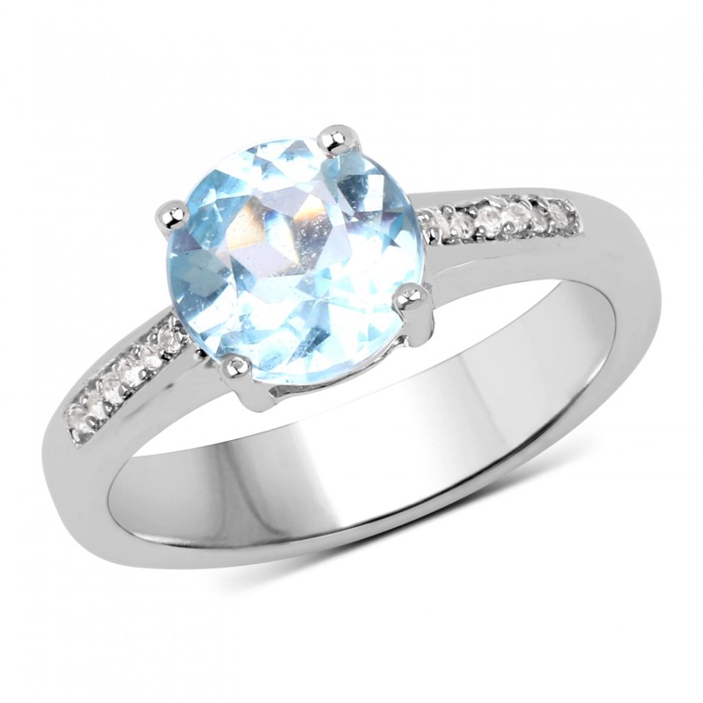 White Gold Rhodium Over Sterling Silver 2.25 Ctw Topaz Size 7 Designer Ring